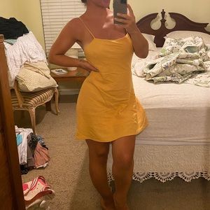 Abercrombie and Fitch yellow square neck dress medium petite